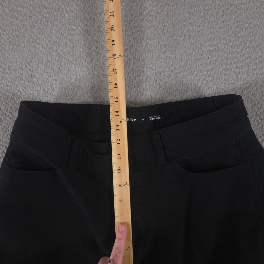 Old Navy Pants Women 14 Black Mariner Extra High-Waisted Wide-Leg Cotton Stretch - Picture 4 of 10